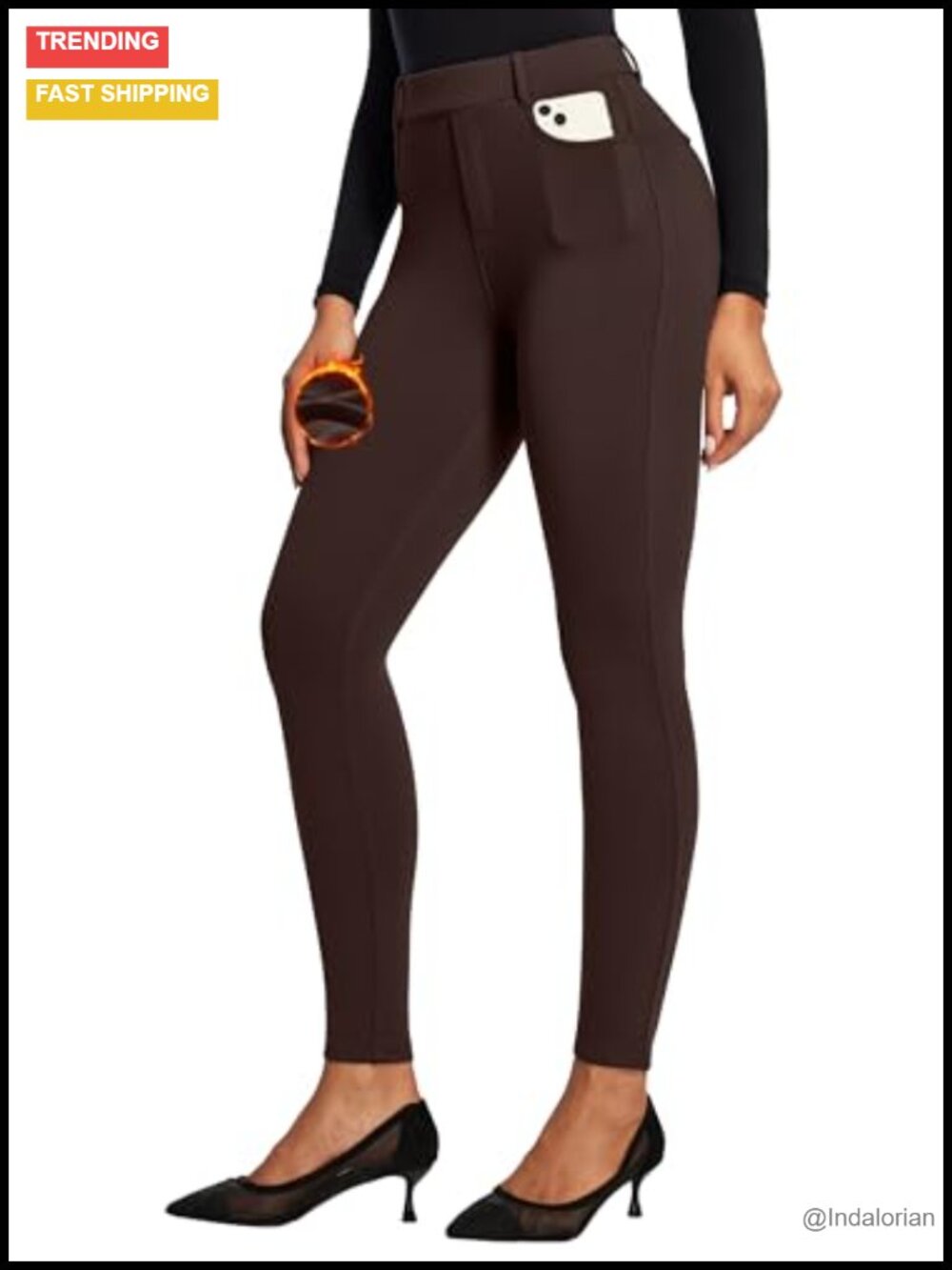 Fleece Lined Leggings for Women High Waisted Skinny Pull On Work Pants with